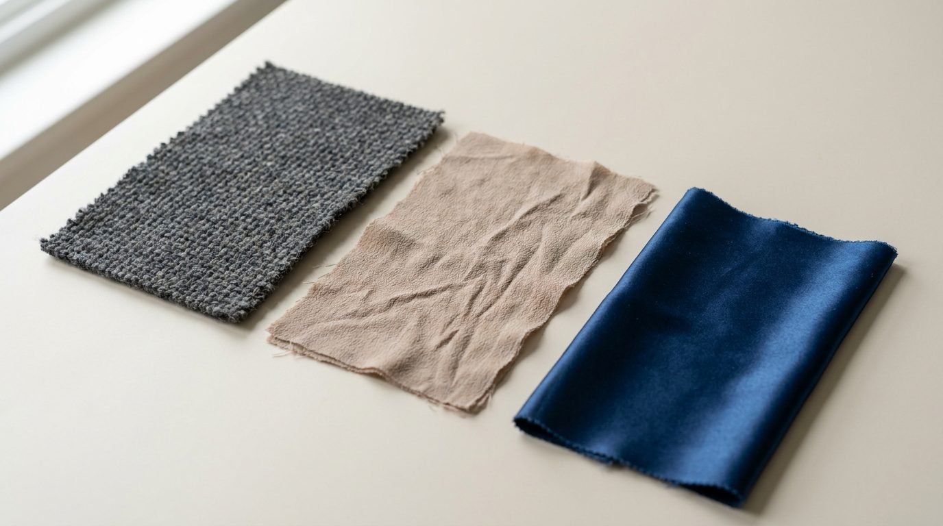 Three fabrics side by side