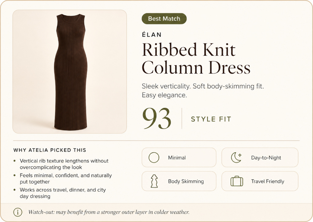 ELAN Ribbed Knit Column Dress. Style fit 93. Best match.